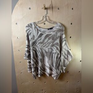 M Made in Italy Mesh Dolman Sleeve Zebra Stripe Cream/Taupe Small
